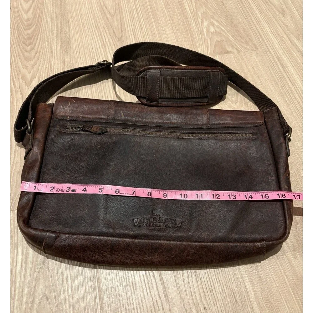Buffalo Jackson Messanger Bag Brown Leather Crossbody Briefcase Laptop Messenger